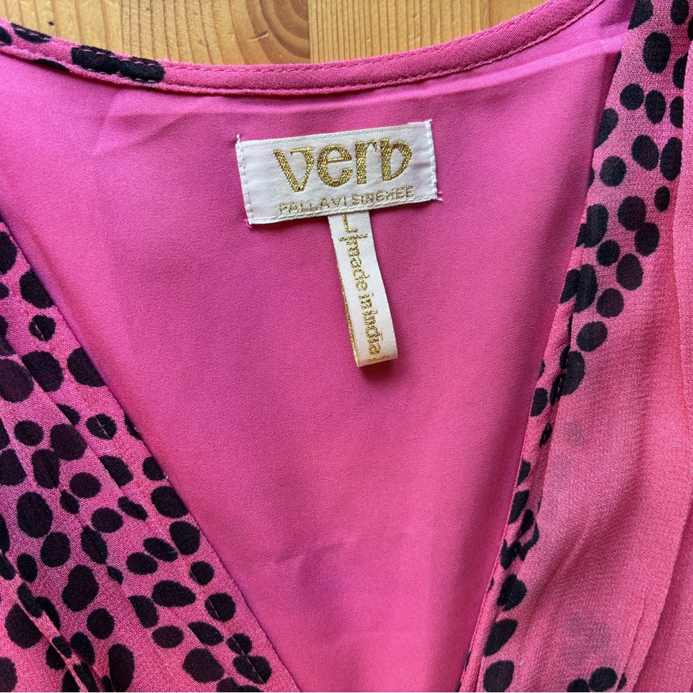 Anthropologie V-Neck Ombre Pink & Yellow Printed Chiffon Maxi Dress Sz L Lined - Picture 8 of 13